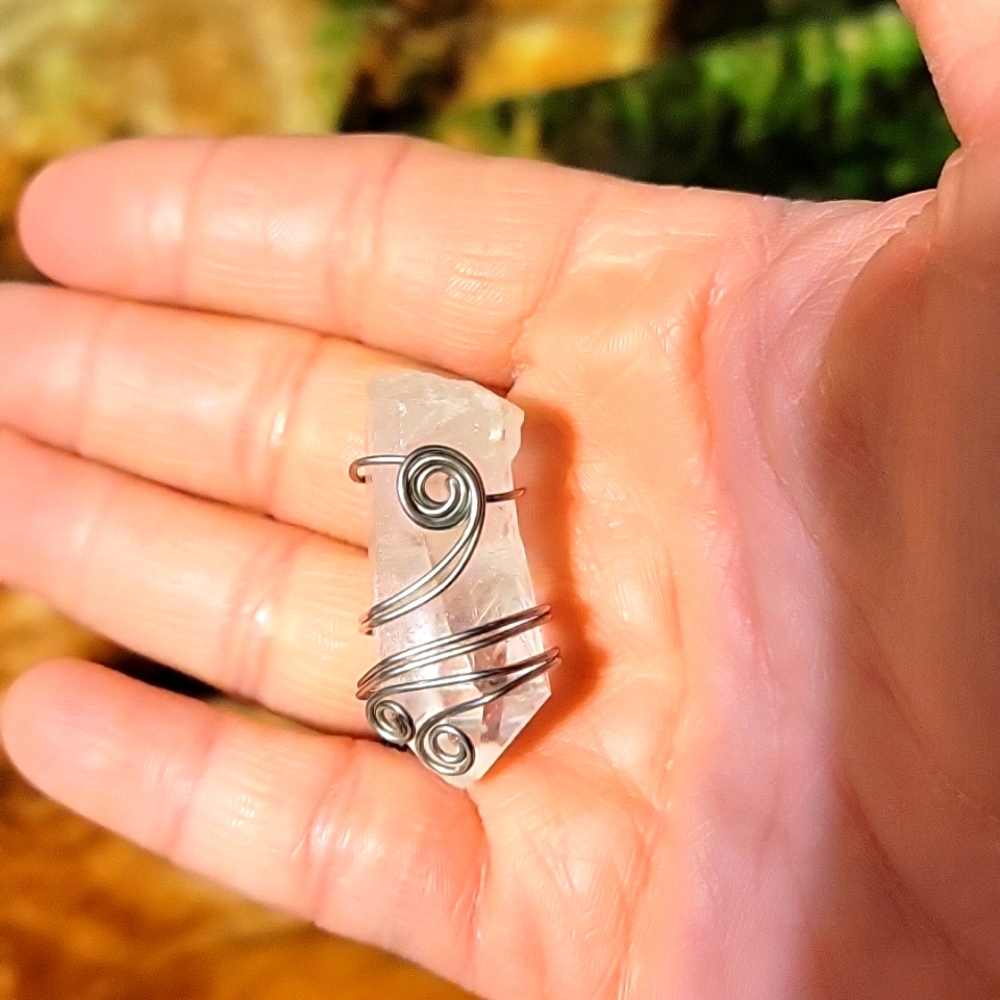 Wire wrapped Clear quartz pendant
